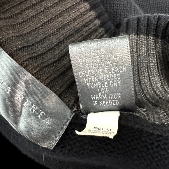 Oscar de la Renta Black Striped Pullover Sweater Mens Size Large L Knit 1/4 Zip - Picture 8 of 9